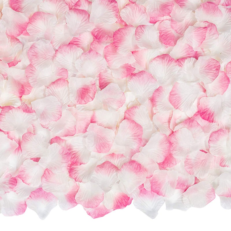 BESKIT Artificial Silk Rose Petals for Romantic Night, Wedding, Party, Anniversary Flower Decorations (Pink&White, 3000 PCS) - Image 3